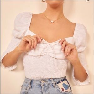 Reformation linen smocked top